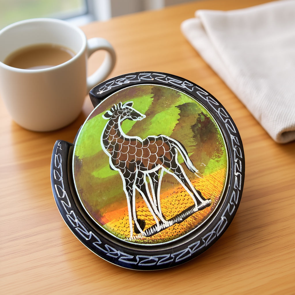 Safari Stone Coaster Set | Handcrafted African Wildlife Collection