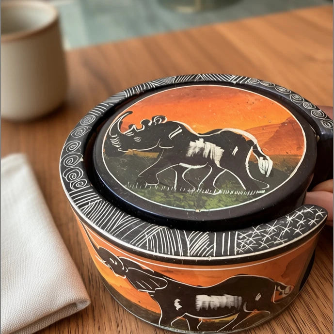 Safari Stone Coaster Set | Handcrafted African Wildlife Collection