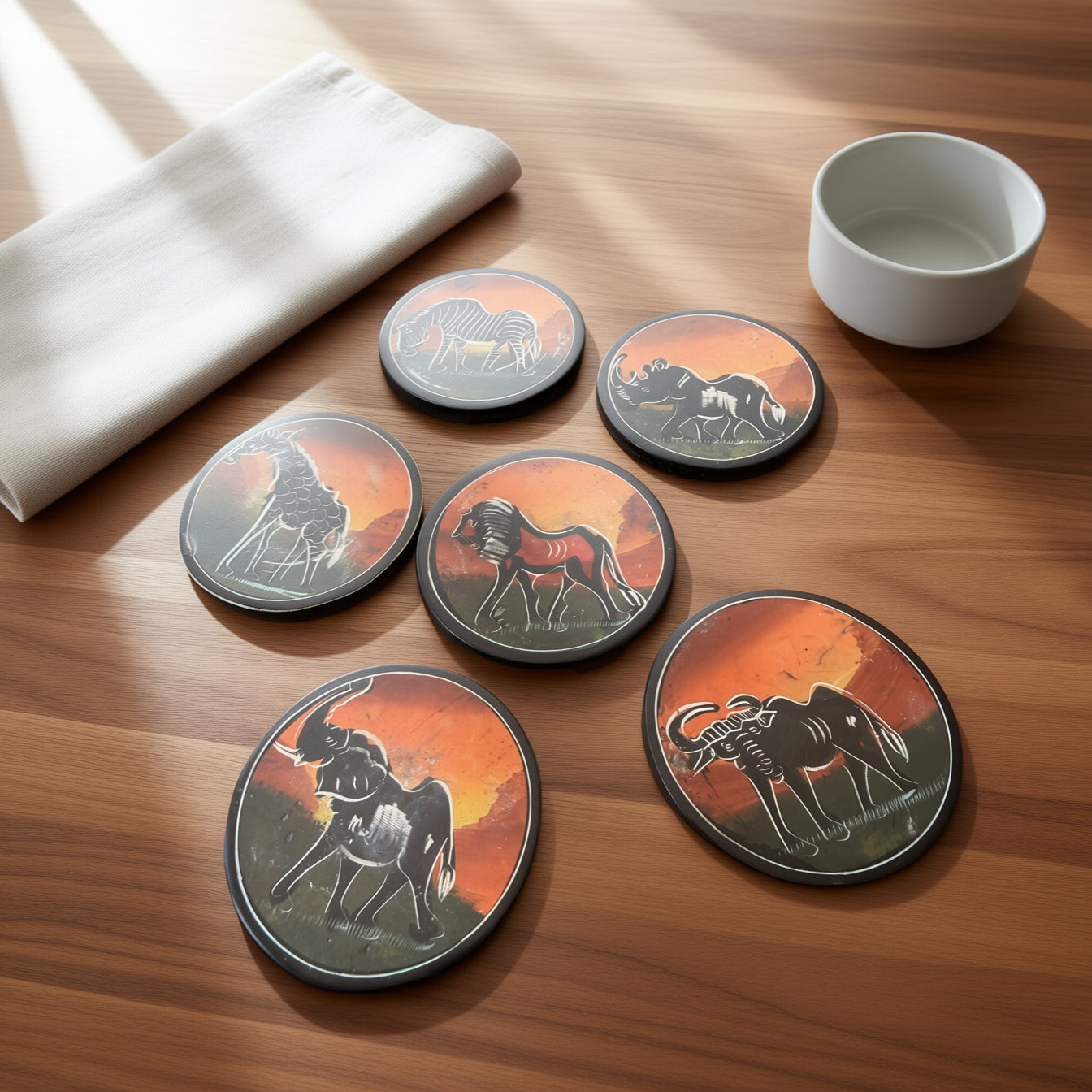 Safari Stone Coaster Set | Handcrafted African Wildlife Collection
