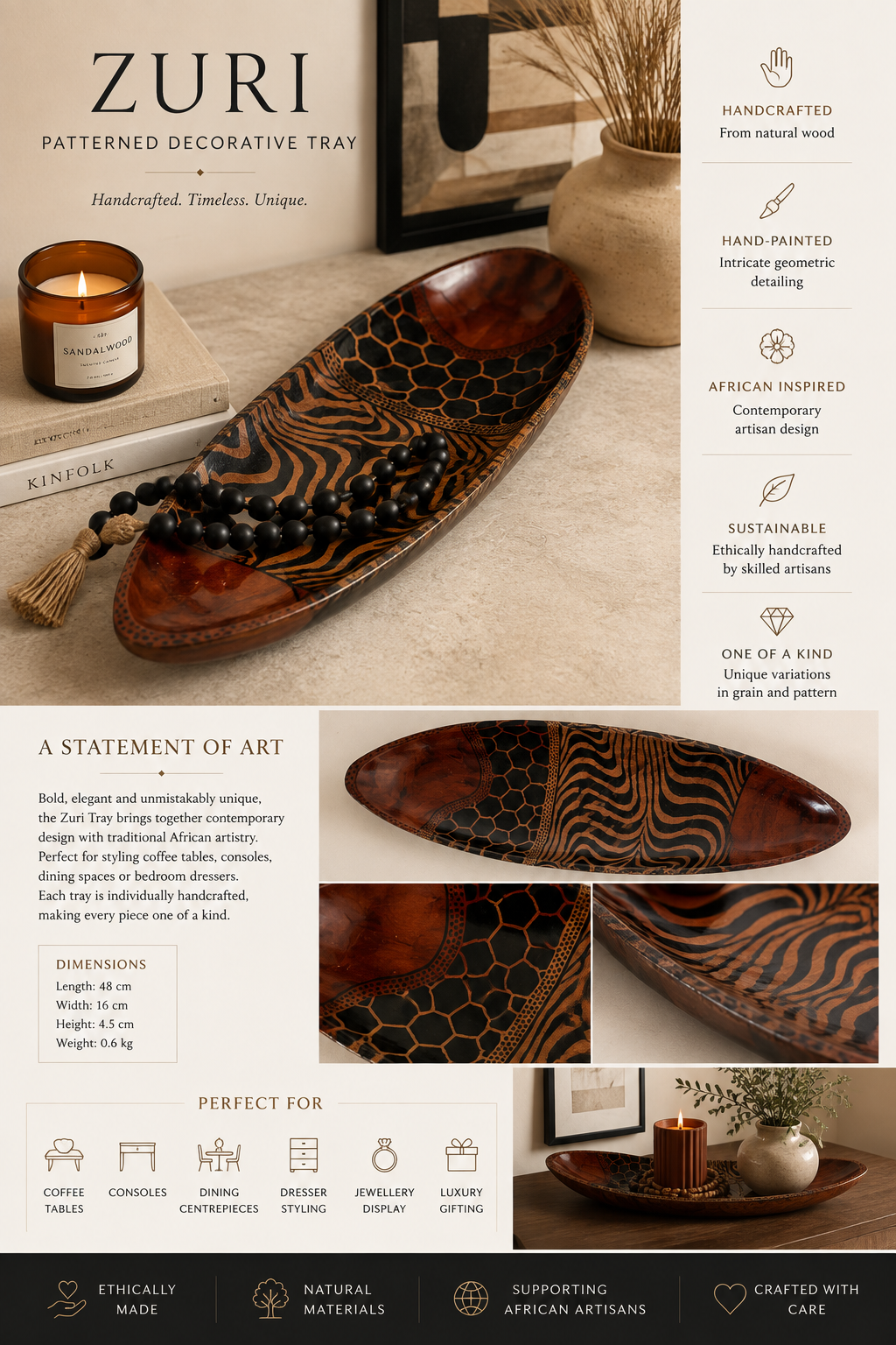 Zuri Patterned Decorative Tray