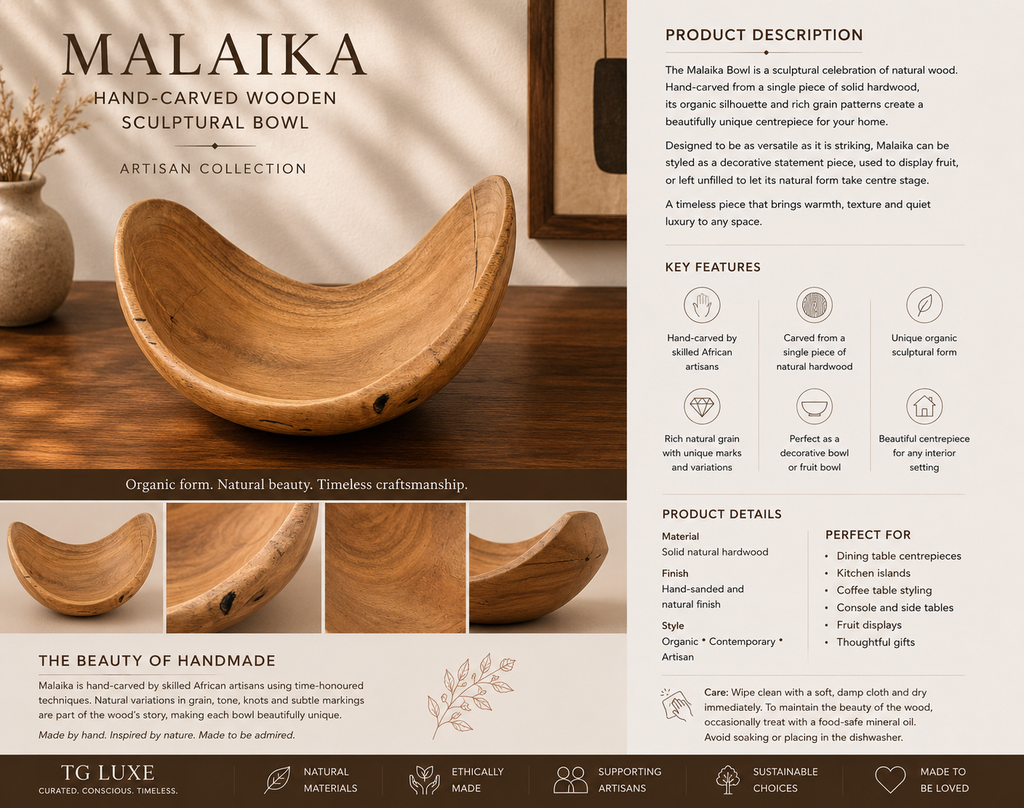 Malaika Sculptural Wooden Bowl