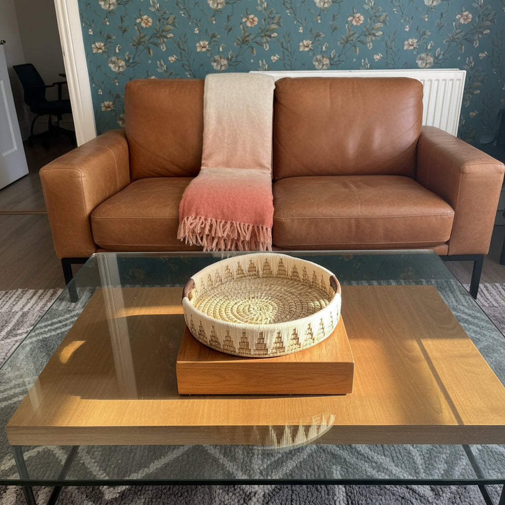 Handwoven Artisan Basket Tray | Natural Woven Decorative Tray