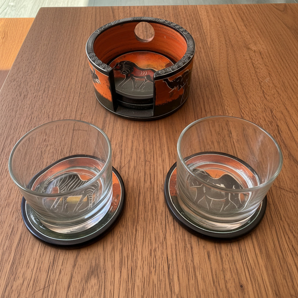 Safari Stone Coaster Set | Handcrafted African Wildlife Collection