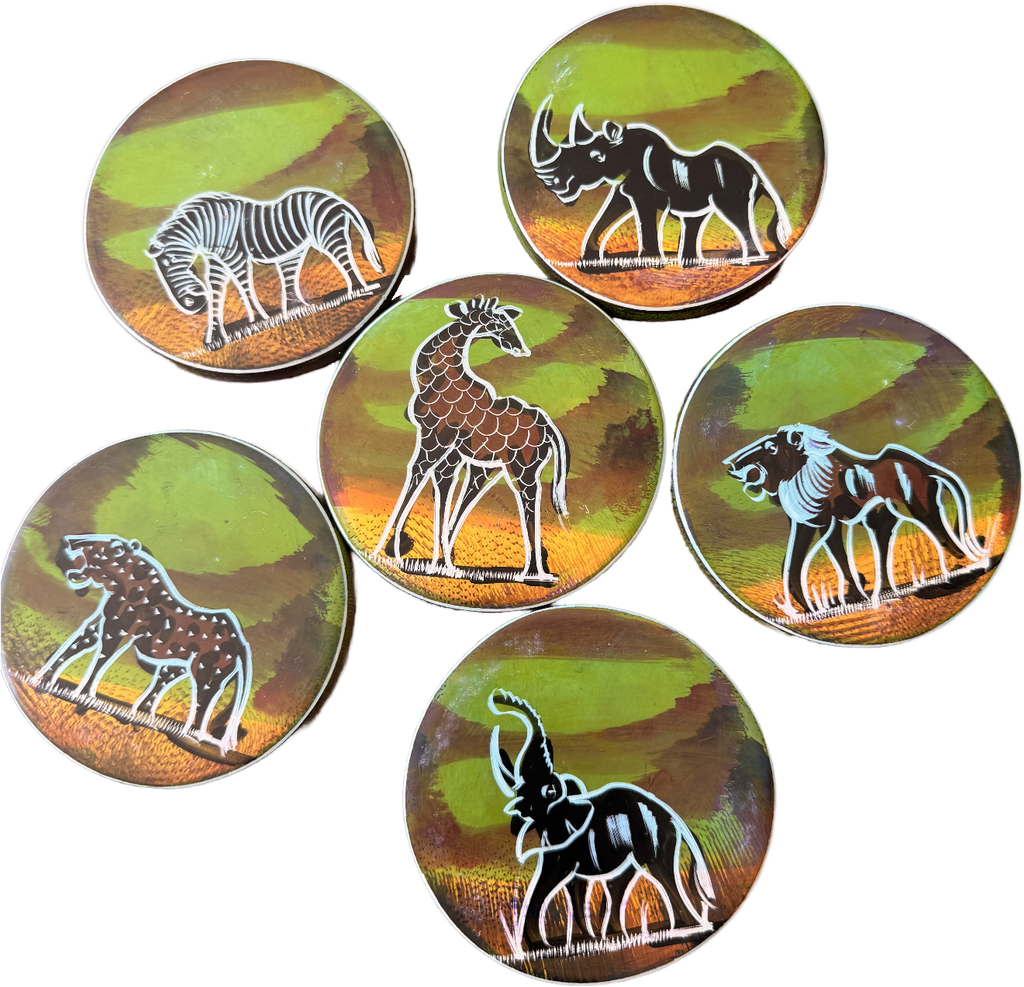 Safari Stone Coaster Set | Handcrafted African Wildlife Collection