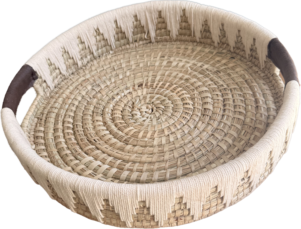 Handwoven Artisan Basket Tray | Natural Woven Decorative Tray