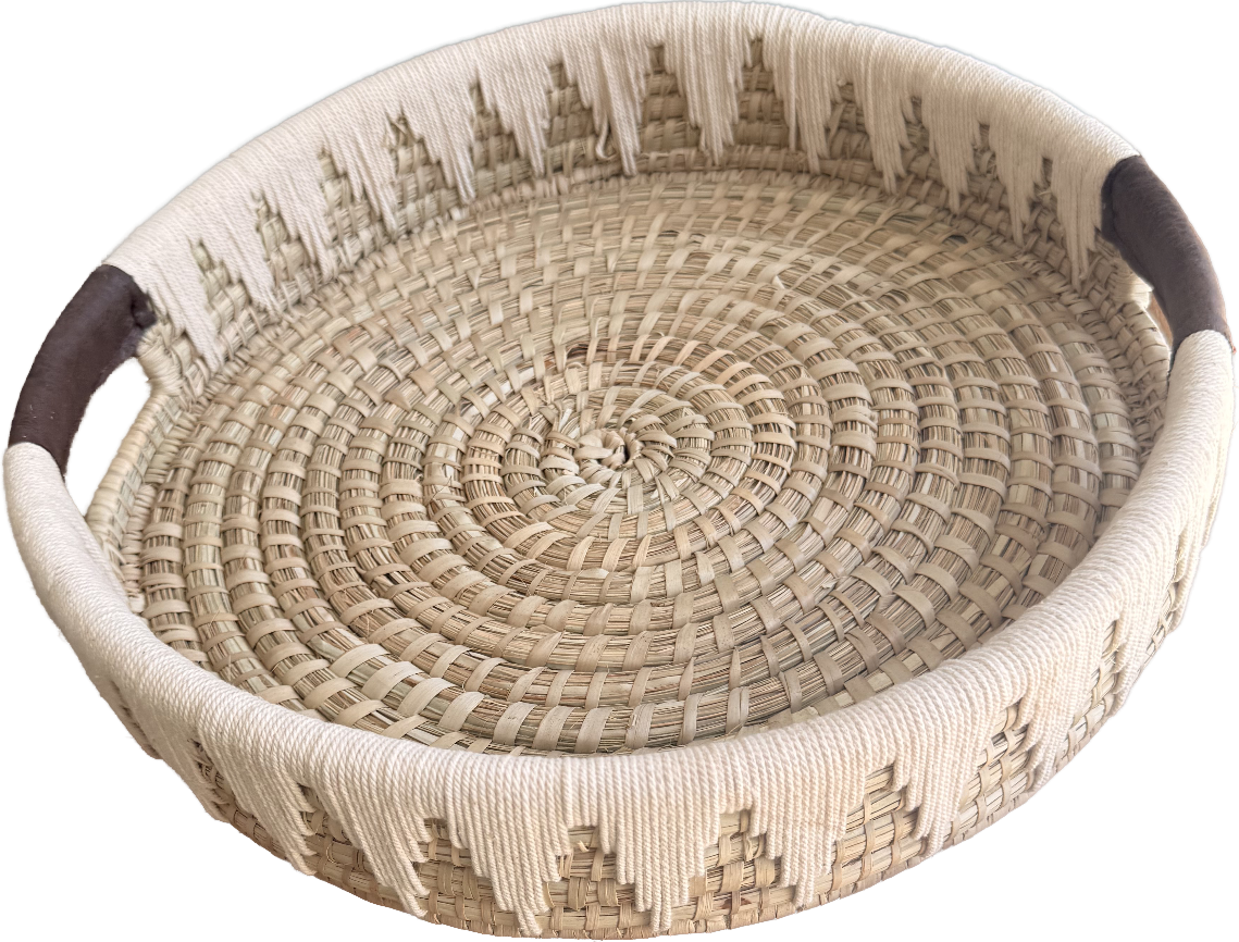 Handwoven Artisan Basket Tray | Natural Woven Decorative Tray