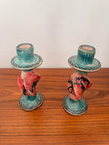 Handcrafted Ceramic Safari Candle Holders | Artisan Decorative Pair