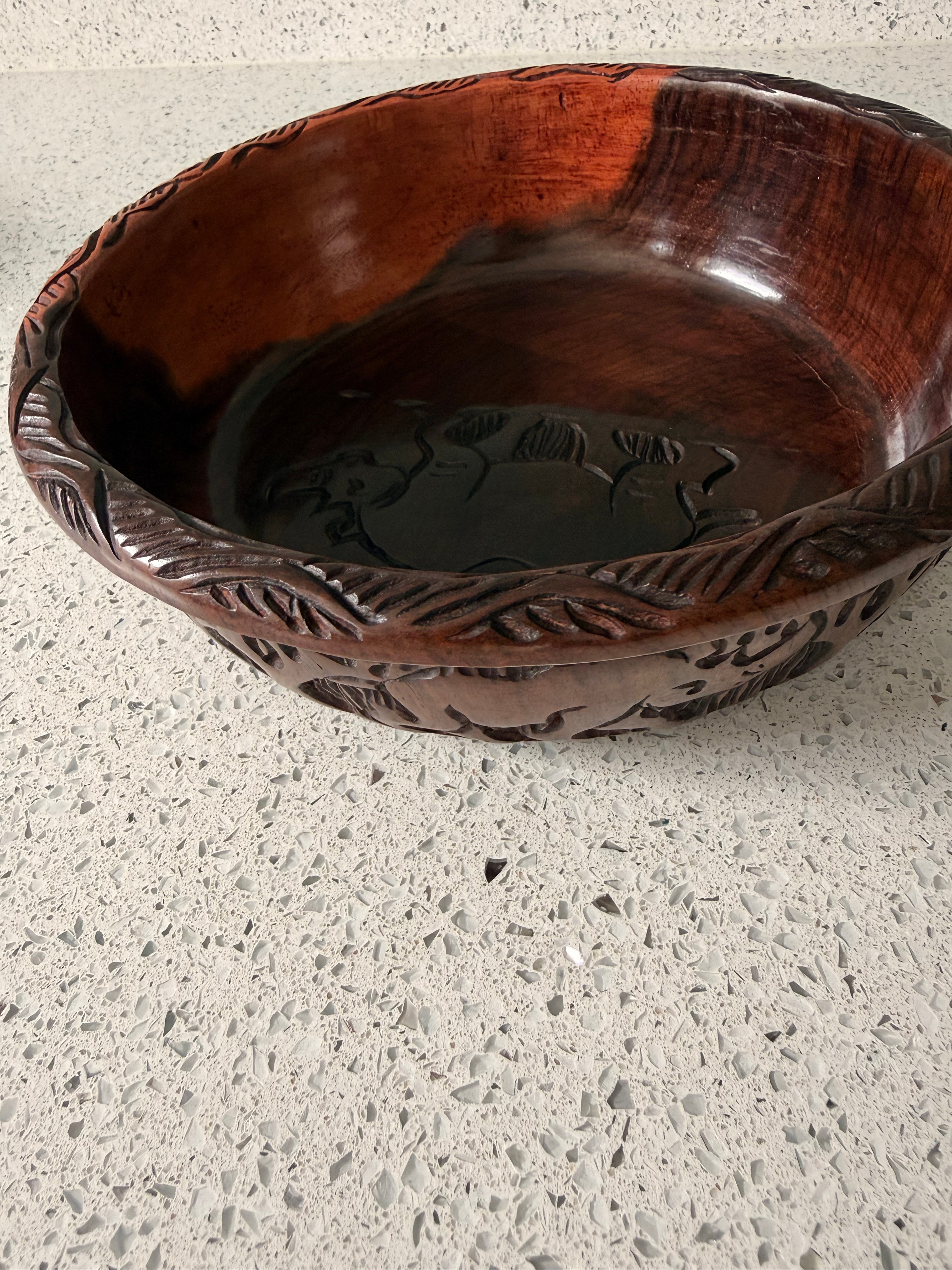 Hand-Carved Wooden Centrepiece Bowl | Safari Collection